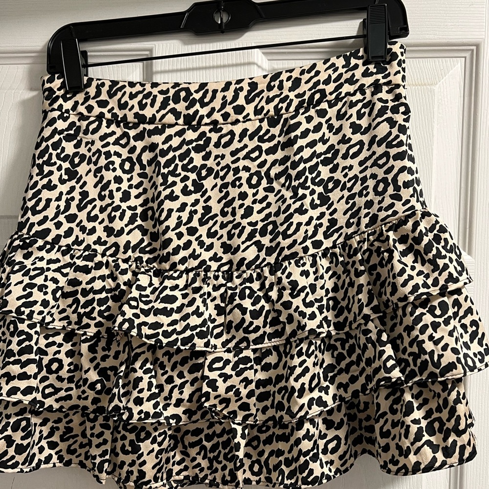Shein animal print tiered rayon silk skirt